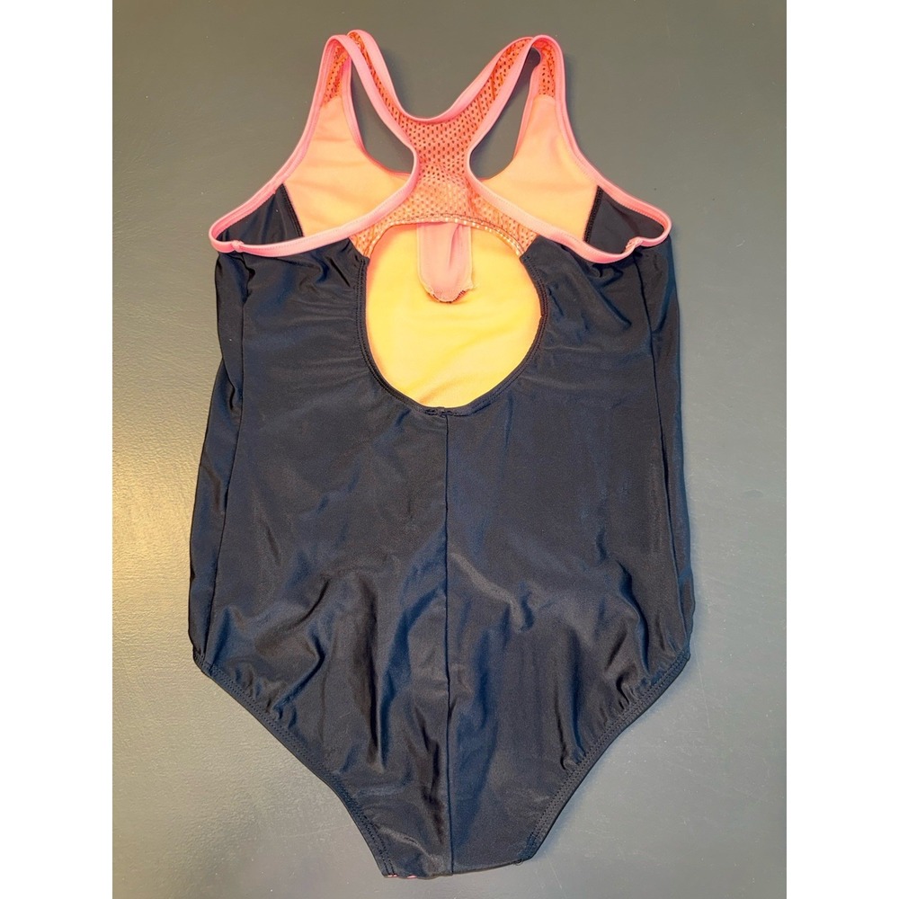 Gerry Swimsuit Girls Size 16 Black/Multi Racerback Zip Pool Beach Modest - Picture 2 of 7